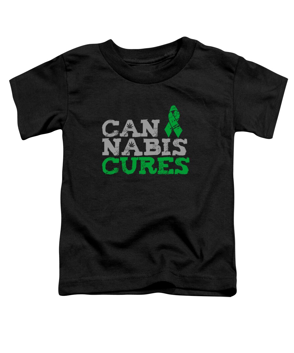 Funny Toddler T-Shirt featuring the digital art Cannabis Cures THC 420 CBD by Flippin Sweet Gear