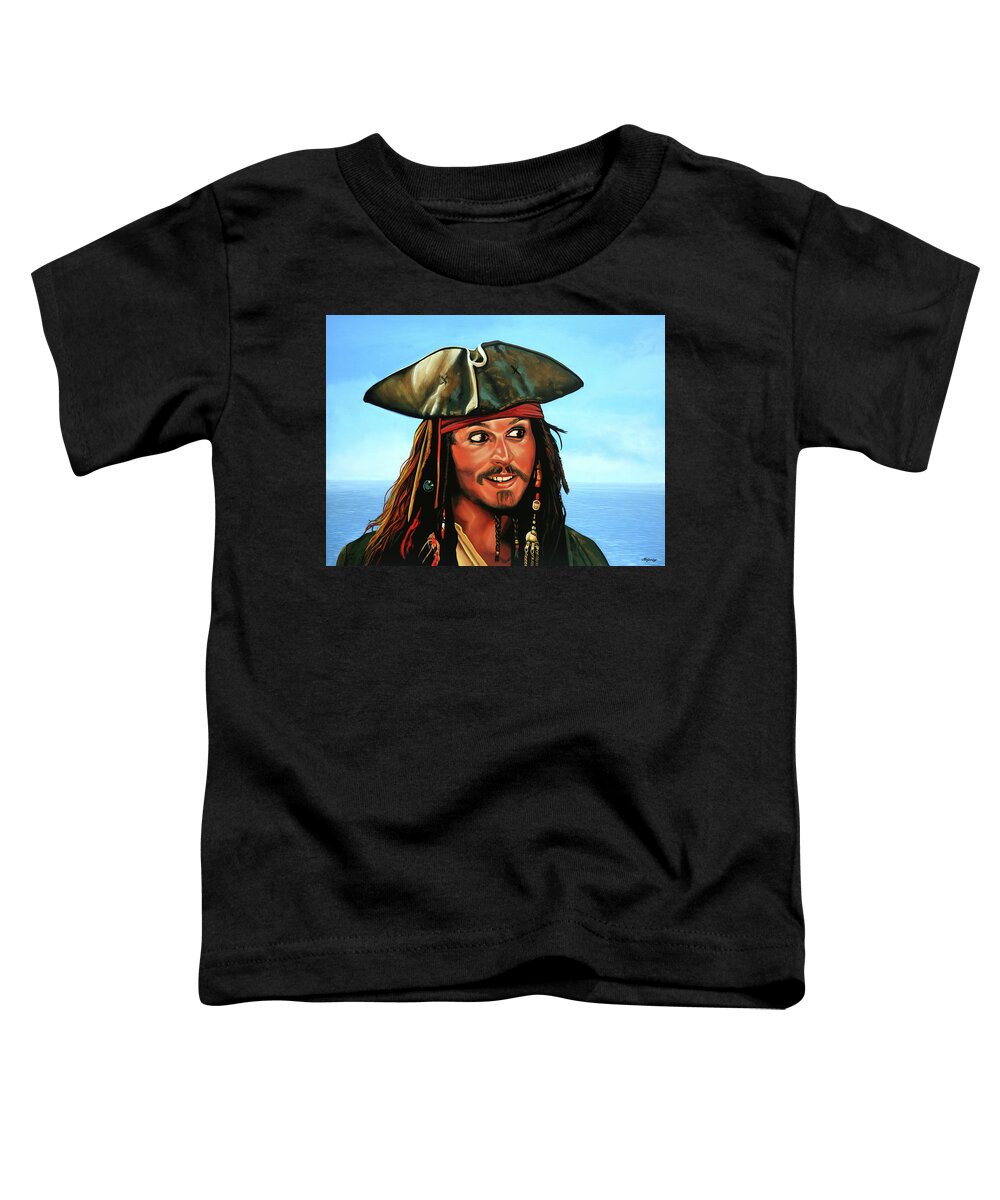 Johnny Depp Toddler T-Shirt featuring the painting Captain Jack Sparrow Painting by Paul Meijering