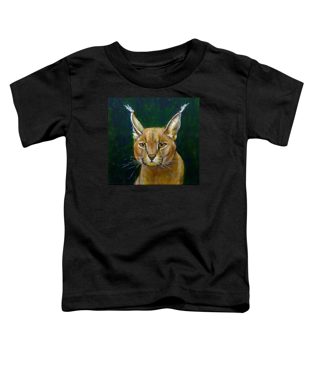 Big Cat Wild Cat. Wildlife Toddler T-Shirt featuring the painting Caracal Portrait by VLee Watson