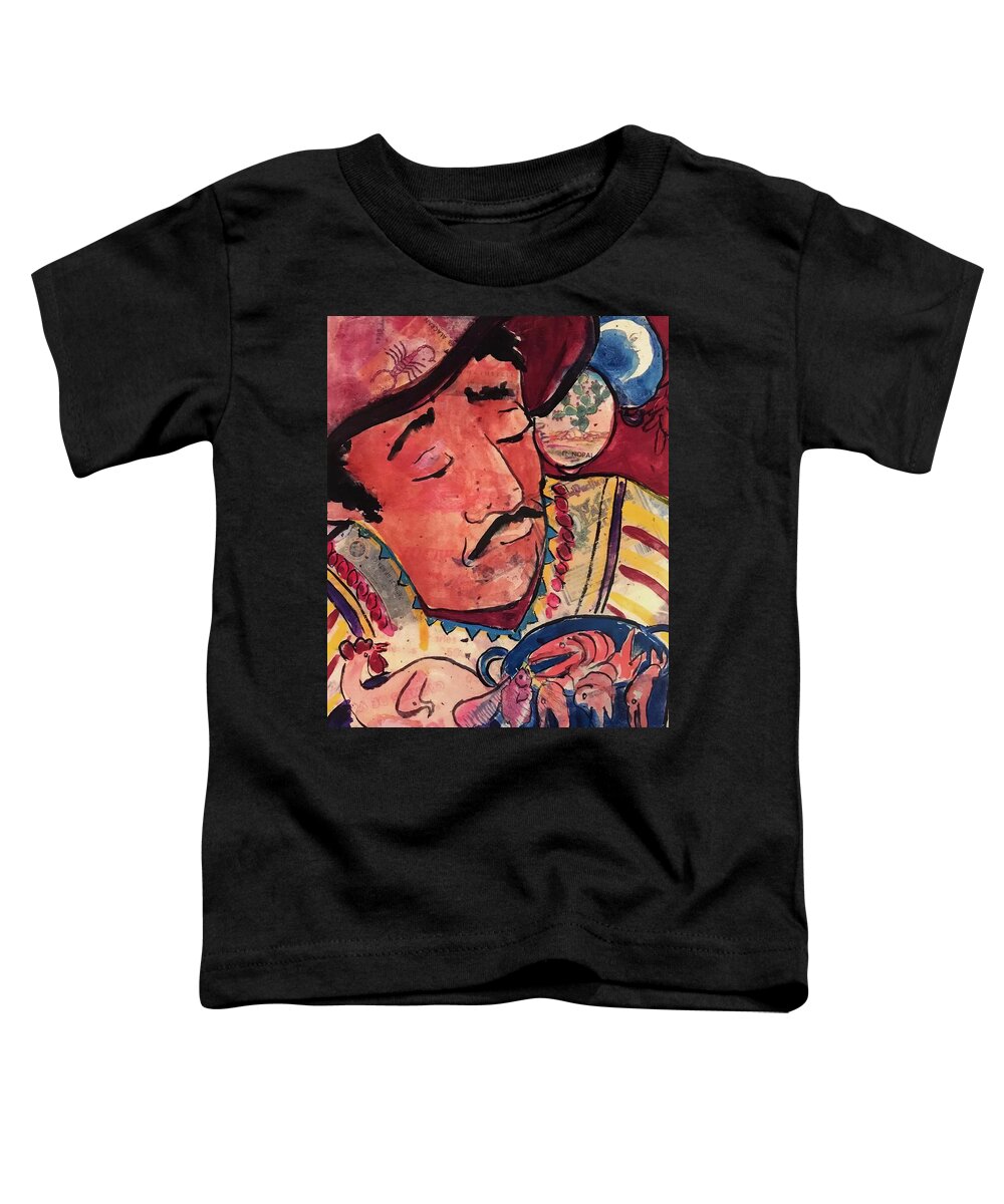 Mexican Chef Toddler T-Shirt featuring the painting Carlos Cocina by Elaine Elliott