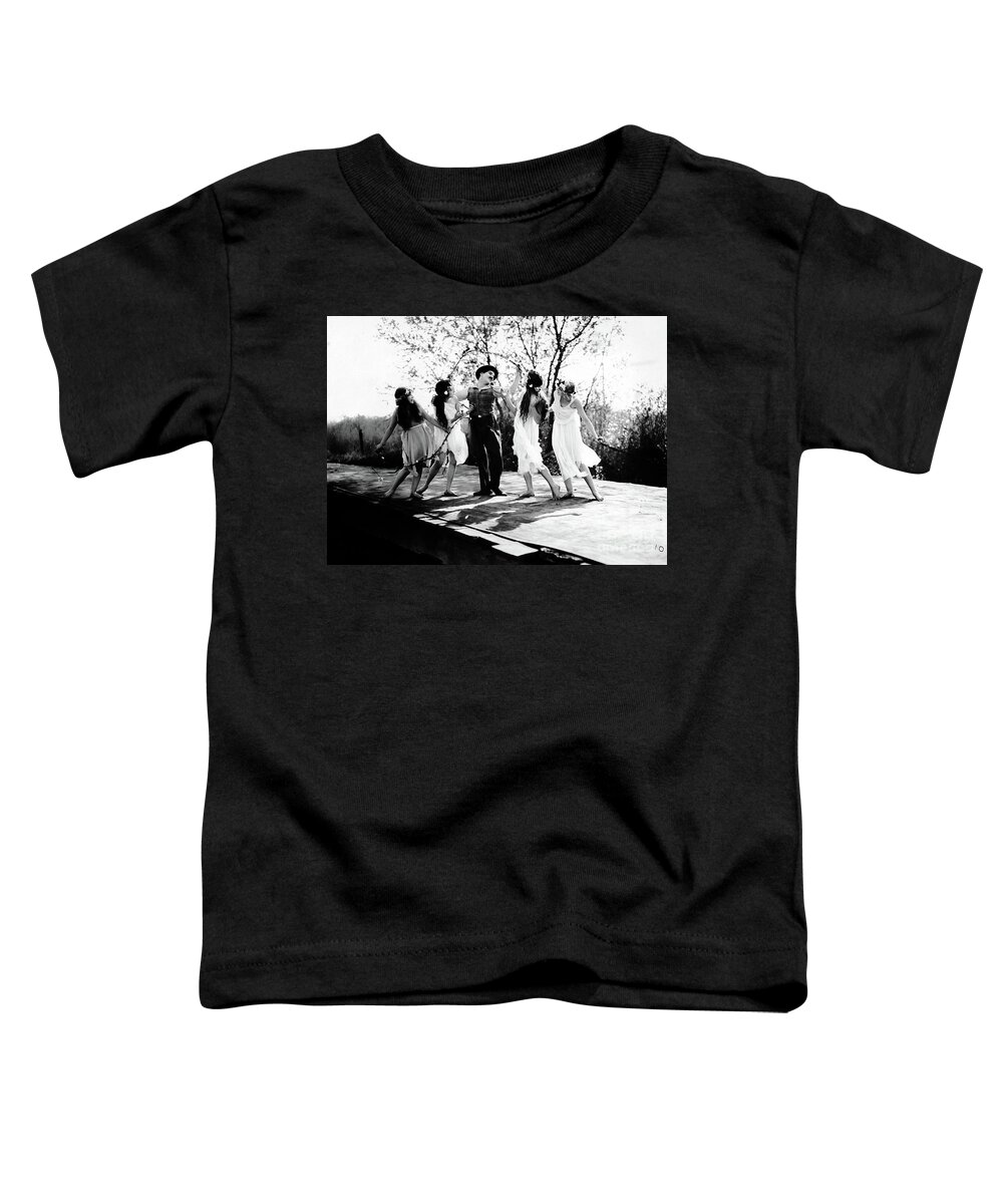 Dancing Toddler T-Shirt featuring the photograph Charlie Chaplin Frolicking with Dancing Nymphs by Sad Hill - Bizarre Los Angeles Archive