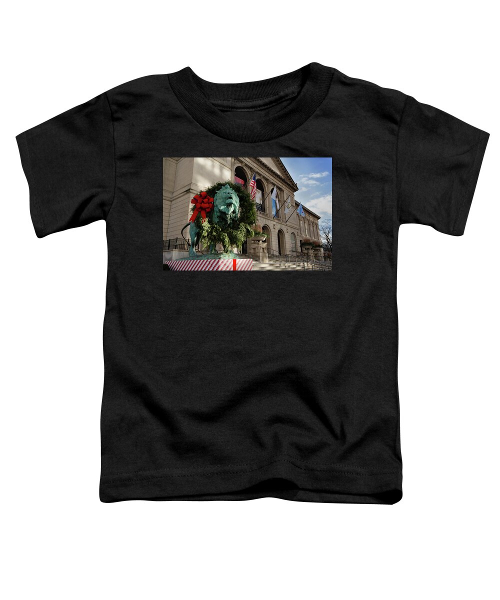 Art Toddler T-Shirt featuring the photograph Chicago Art Institute Guardian by Sebastian Musial