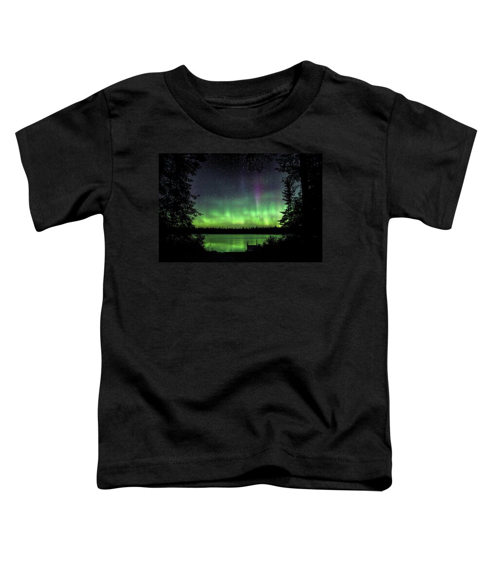 Aurora Borealis Toddler T-Shirt featuring the photograph Circle Of Northern Lights by Dale Kauzlaric