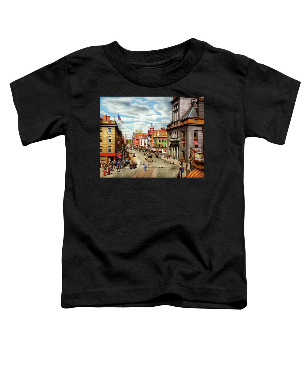 Fall River Toddler T-Shirt featuring the photograph City - Fall River, MA - The City Hall on Main Street 1913 by Mike Savad