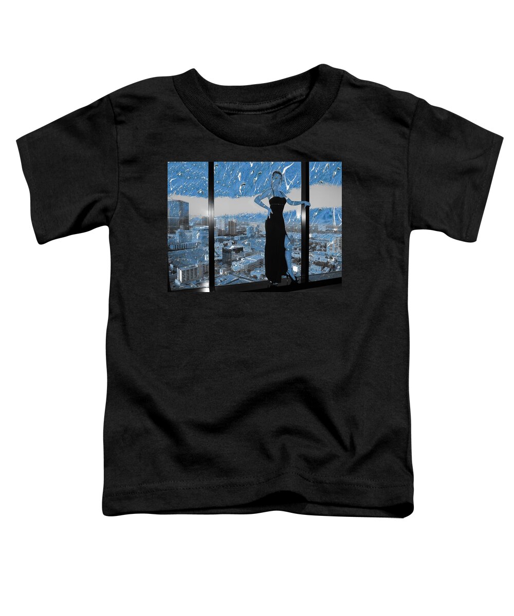 Fractal Toddler T-Shirt featuring the mixed media Clear Sky Seagull by Stephane Poirier