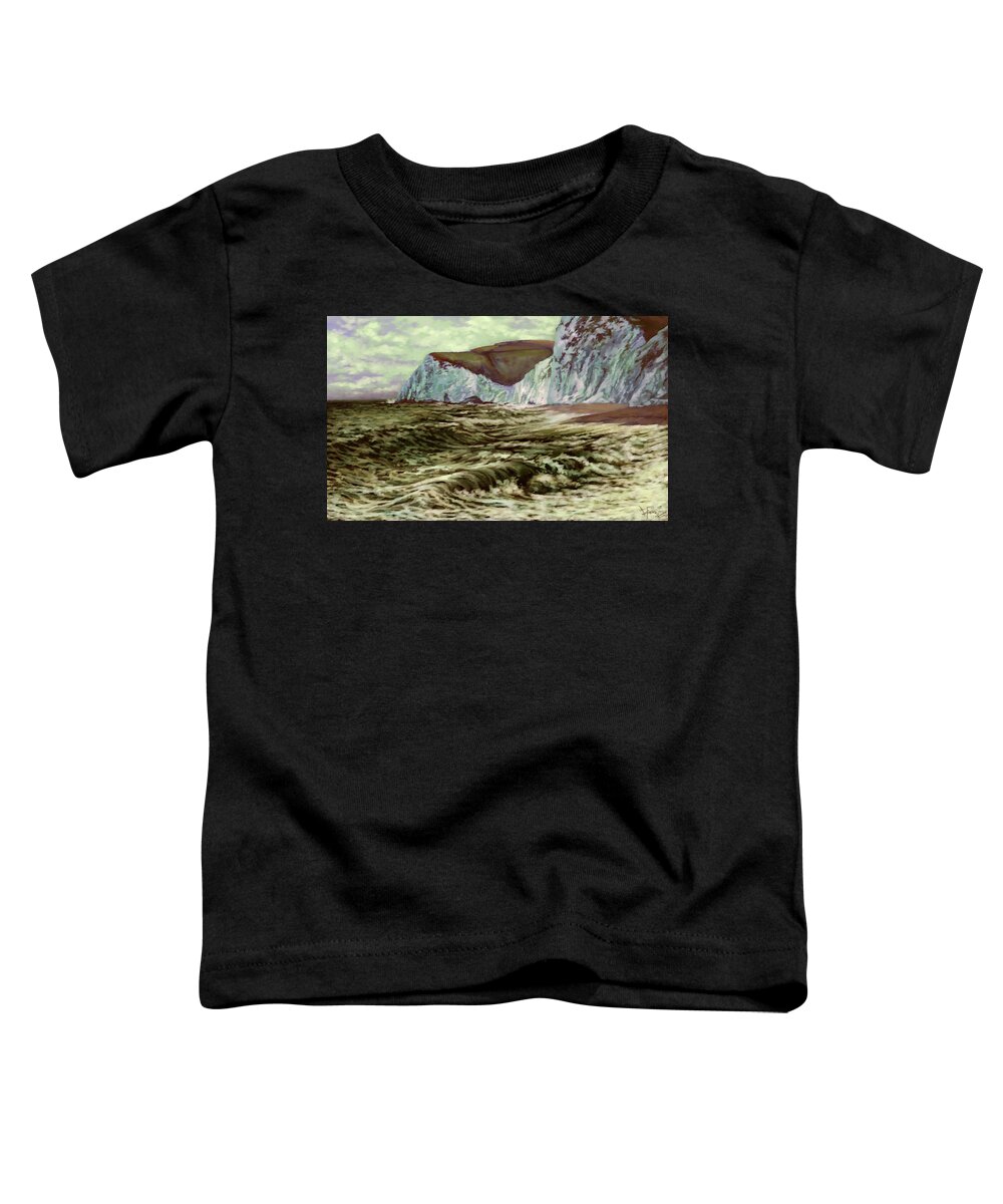White Cliffs Of Dover Toddler T-Shirt featuring the painting Cliffs of Dover by Hans Neuhart