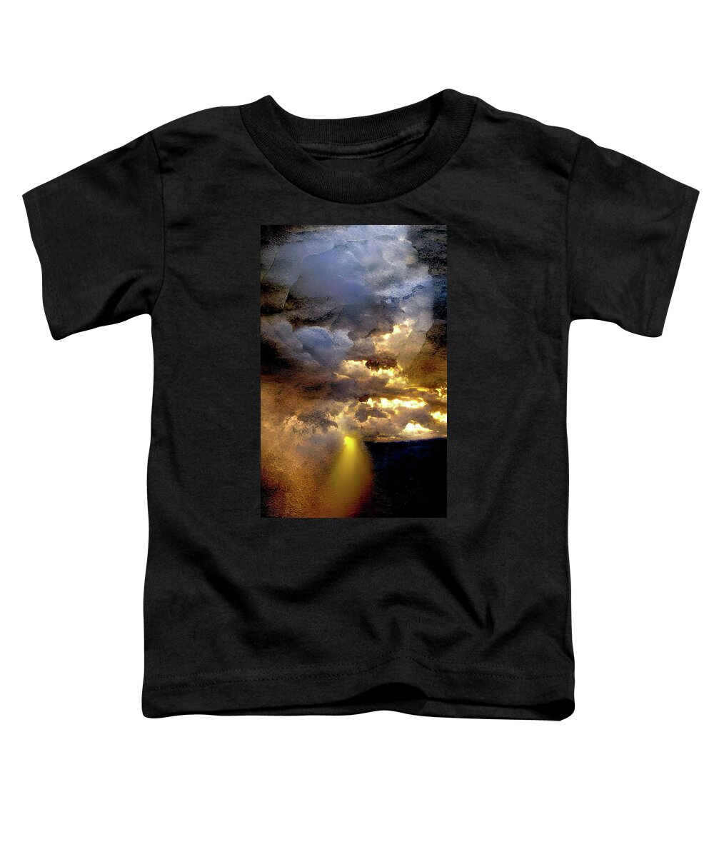 #digital #digitalart #portrait #sea #clouds #ai #transcendence #paths #memory #painting #artmaking #mindset #mindscape #thinking #past #present #future #journeyoflife #juxtaposition #metaphysical #artistsoninstagram #jameshuntley #art #beautiful #instagood Toddler T-Shirt featuring the mixed media Clouds Over the Sea by James Huntley