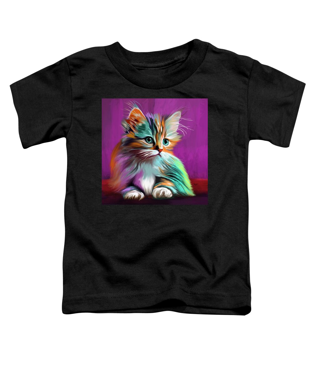Cat Toddler T-Shirt featuring the digital art Colorful Kitty by Mark Ross