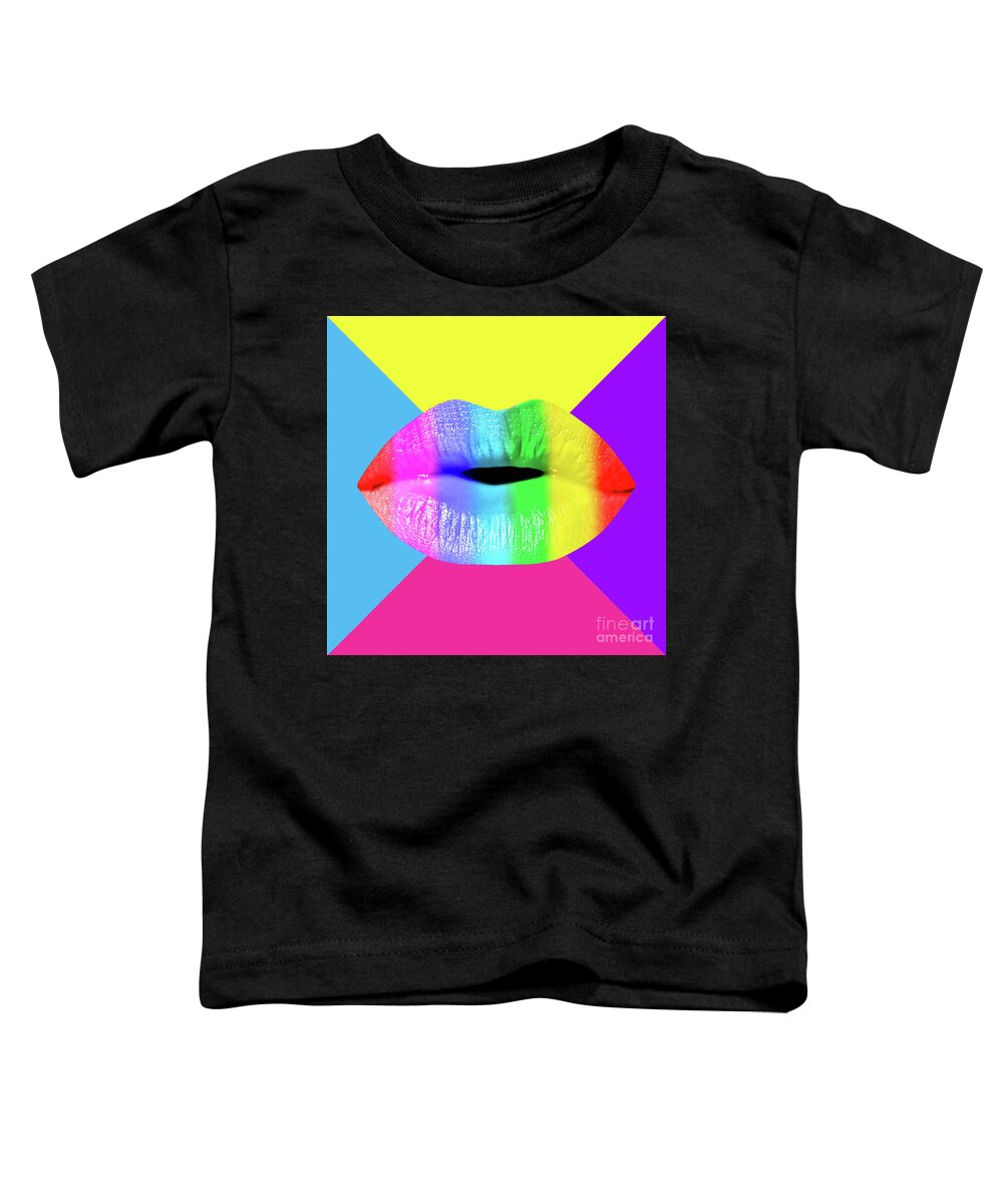 Lips Toddler T-Shirt featuring the mixed media Colorful Lips Mask - Rainbow by Chris Andruskiewicz