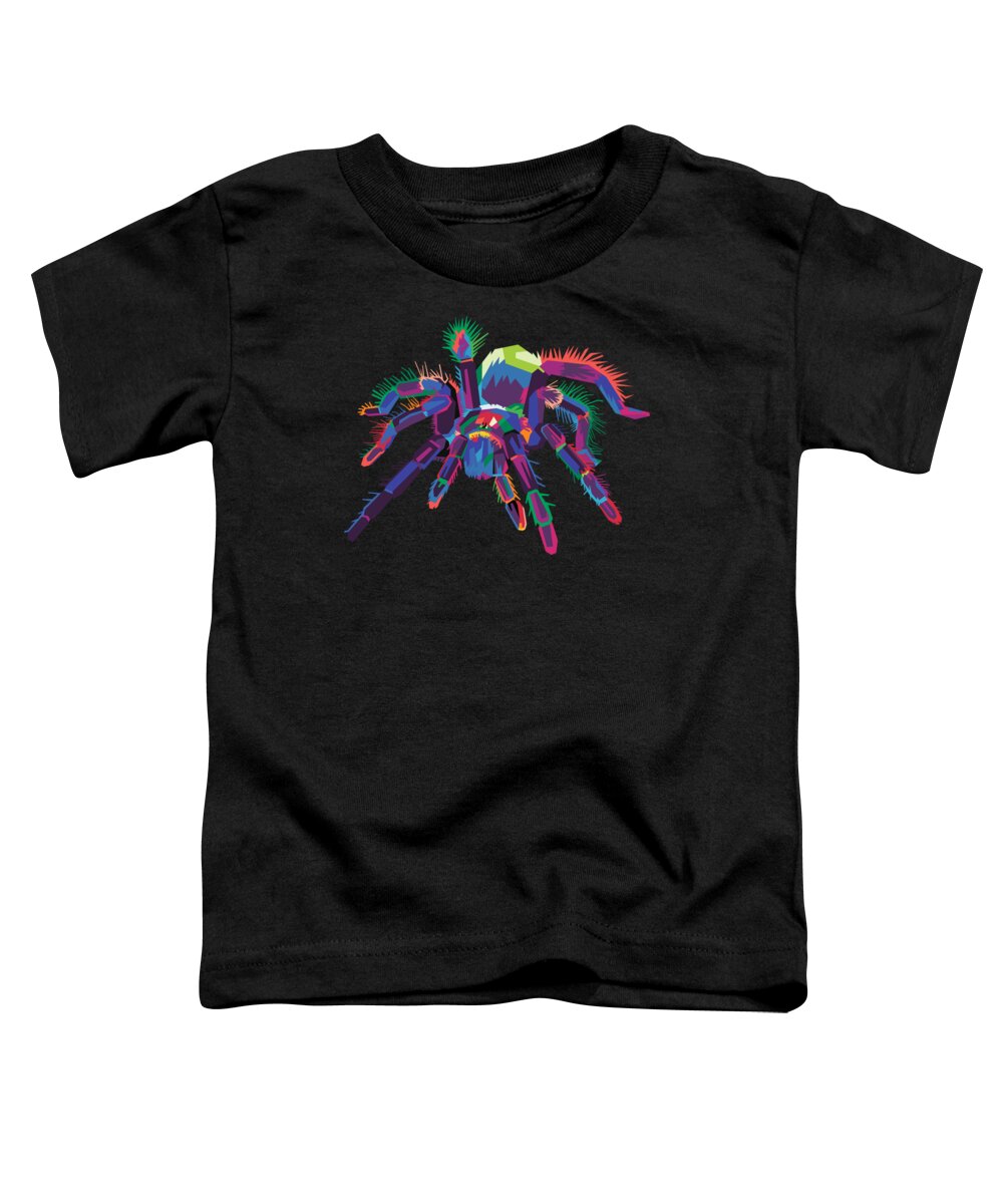 Halloween Toddler T-Shirt featuring the digital art Colorful Spider Pop Art Tarantula by Flippin Sweet Gear