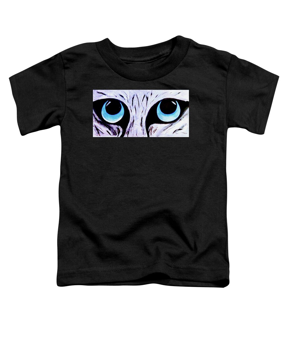  Toddler T-Shirt featuring the painting Contest Cat Eyes by Anna Adams