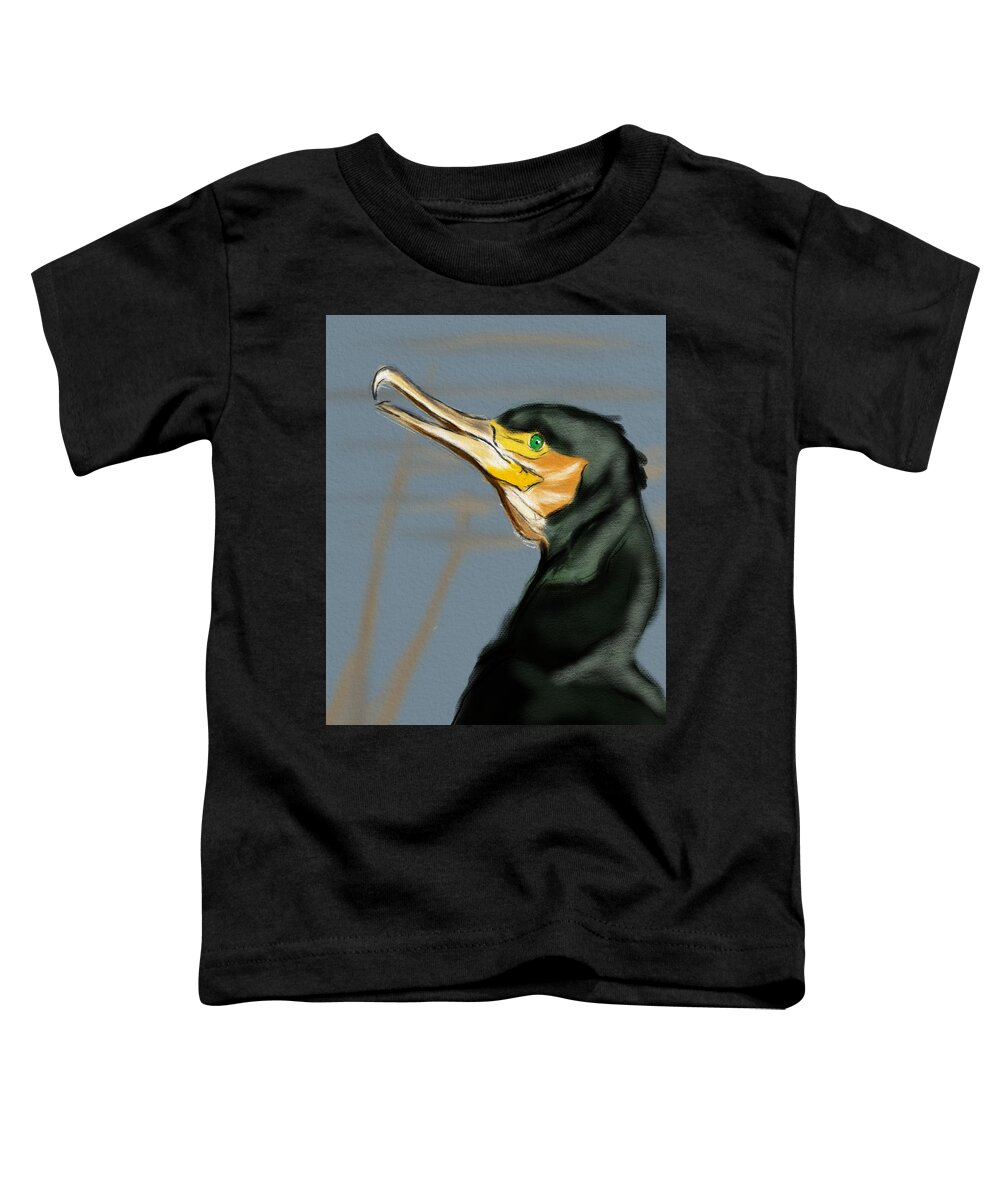 Birds Toddler T-Shirt featuring the digital art Cormorant Profile by Michael Kallstrom
