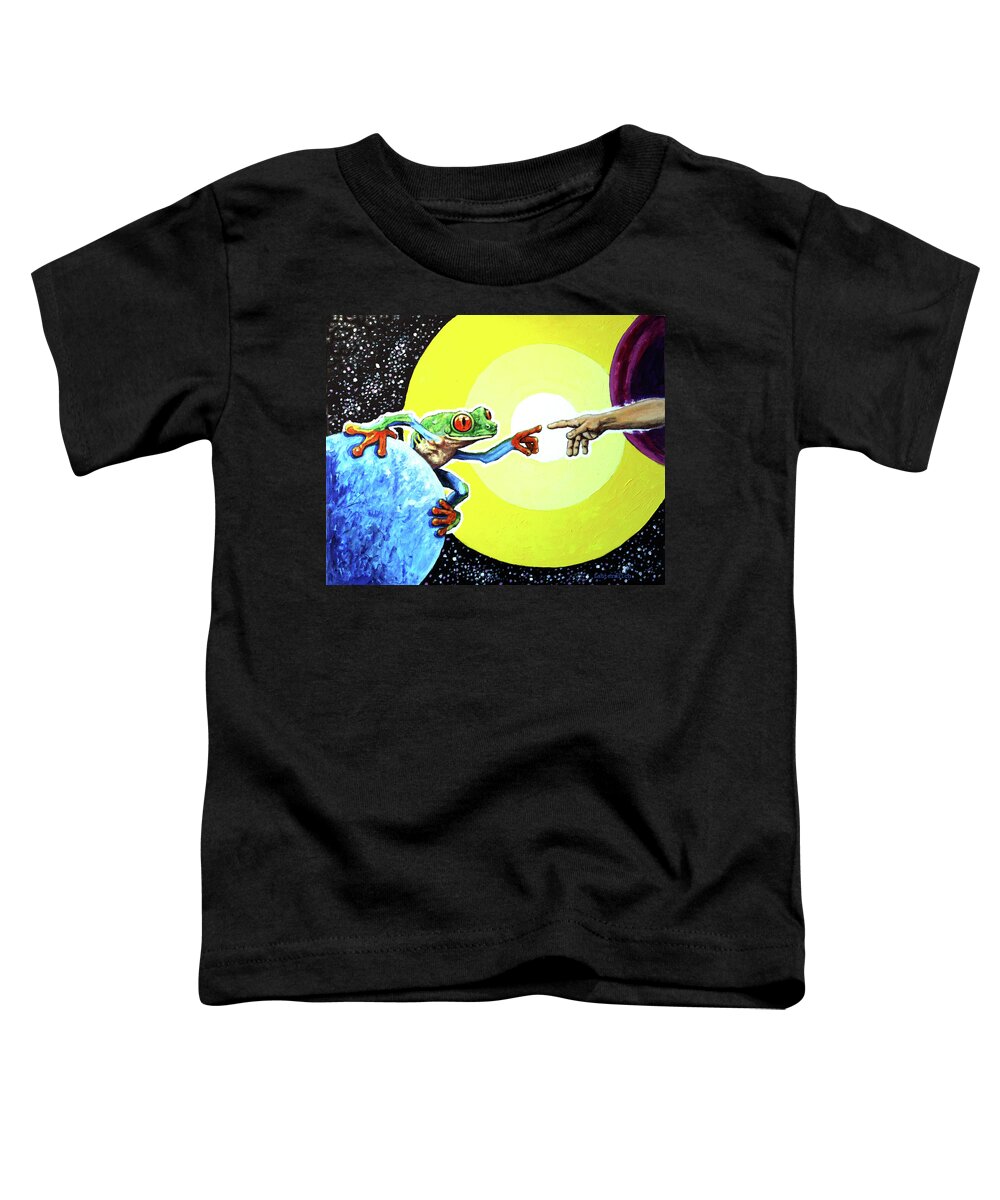 Frog Toddler T-Shirt featuring the painting Creation of Froggy by John Lautermilch