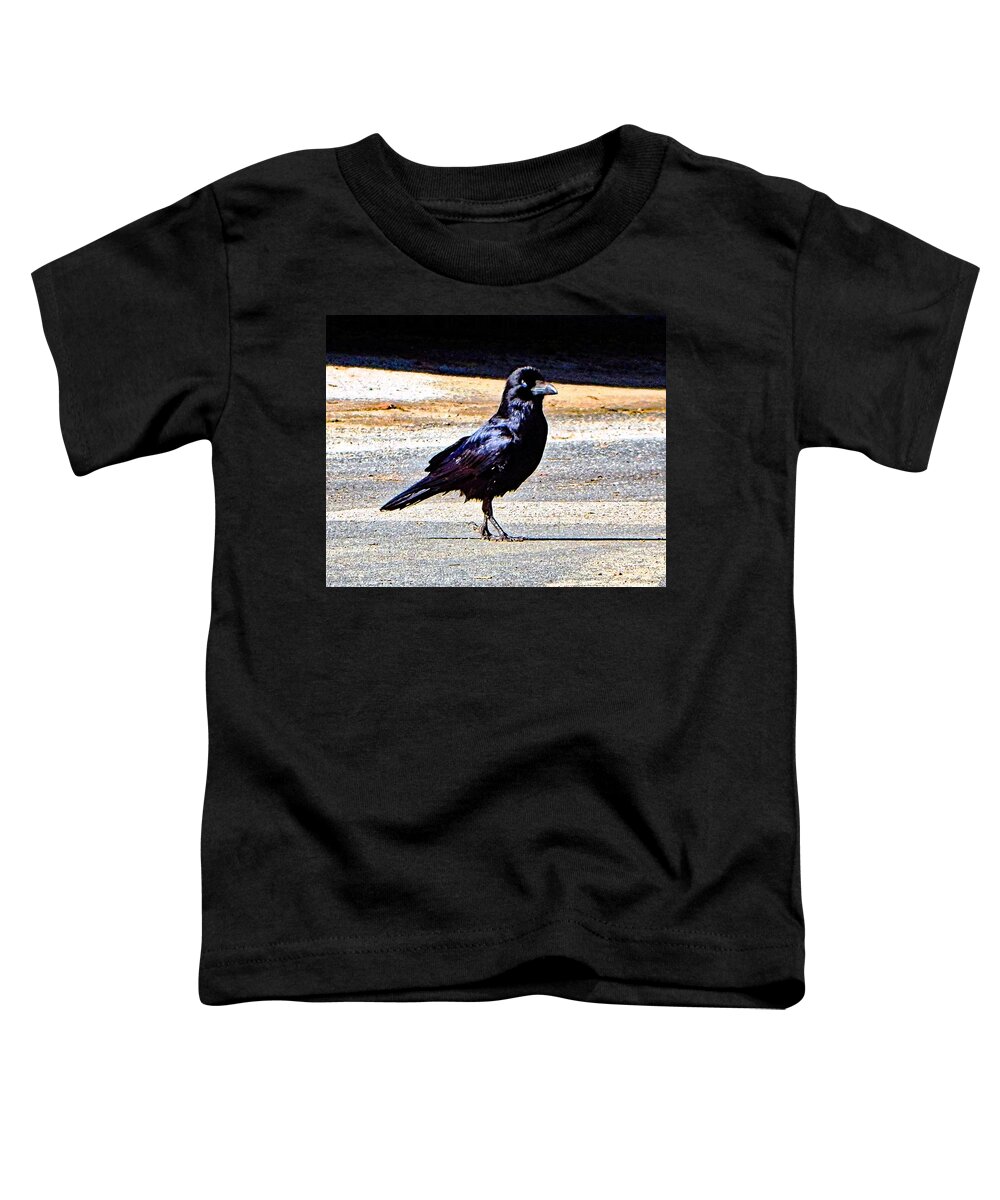 Bird Toddler T-Shirt featuring the photograph Crow Crossing The Street by Andrew Lawrence