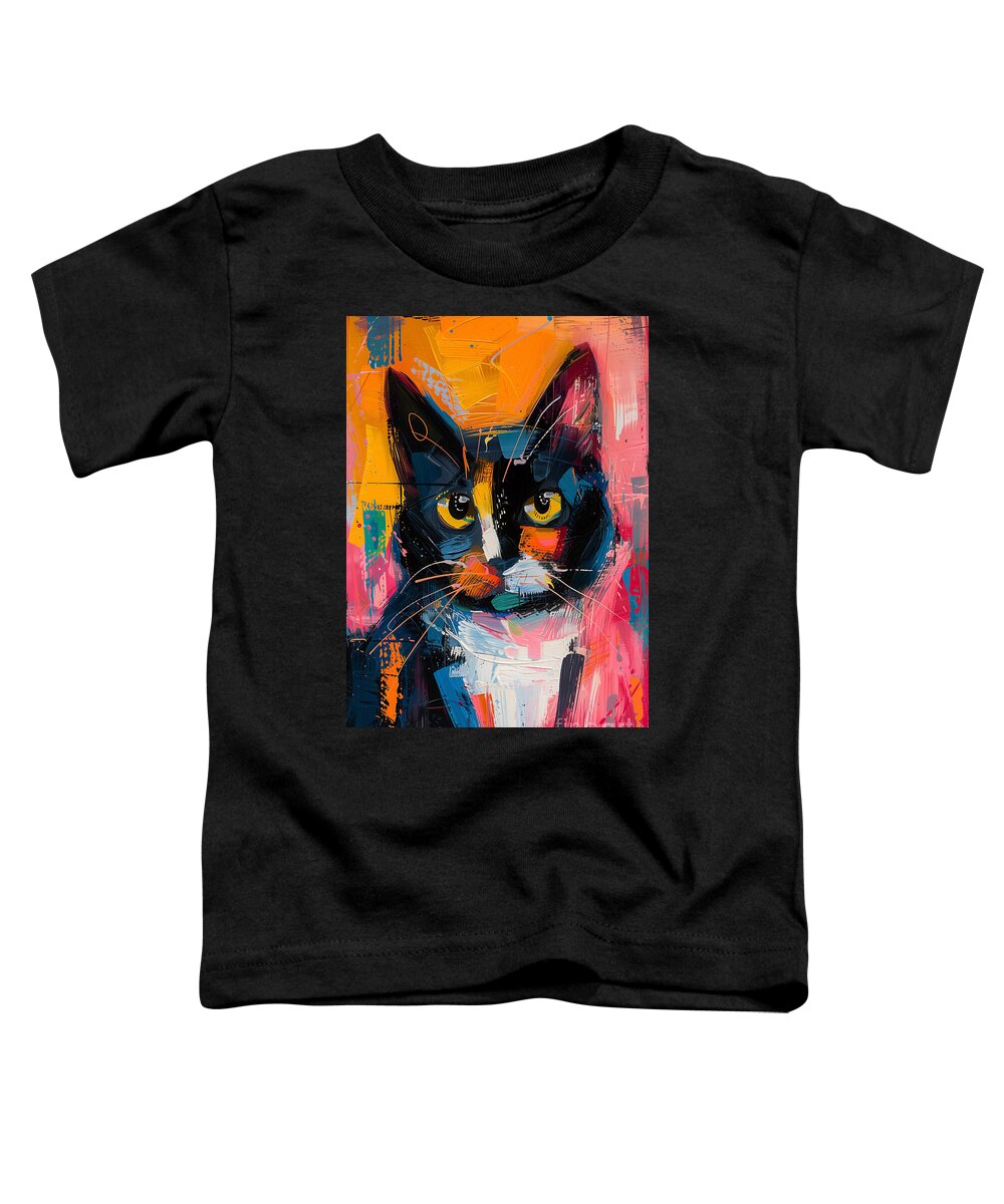 Cat Toddler T-Shirt featuring the digital art Curious Cat Painting Series 03152024a by Carlos Diaz