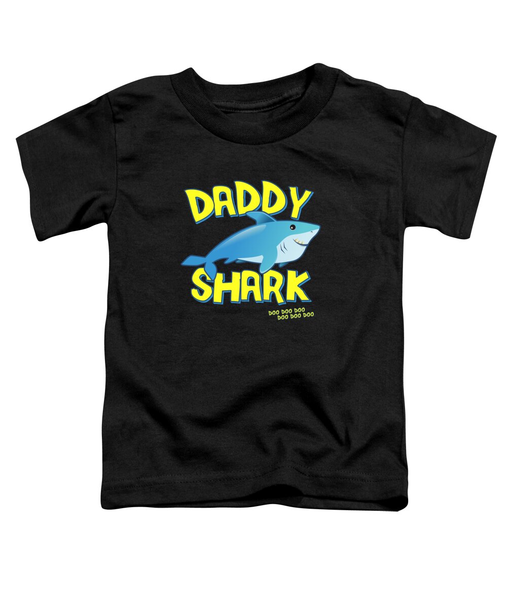 Gifts For Dad Toddler T-Shirt featuring the digital art Daddy Shark Fathers Day Gift by Flippin Sweet Gear