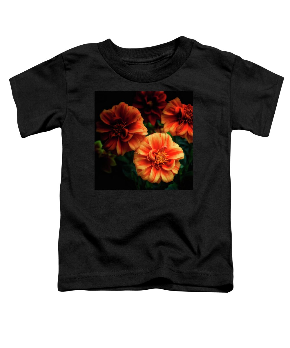 Flower Toddler T-Shirt featuring the photograph Dahlia in Orange by Hans Brakob