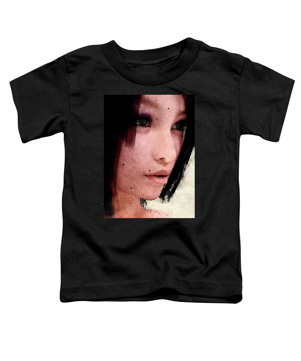 Clayton Toddler T-Shirt featuring the digital art Dark Haired Woman by Clayton Bastiani