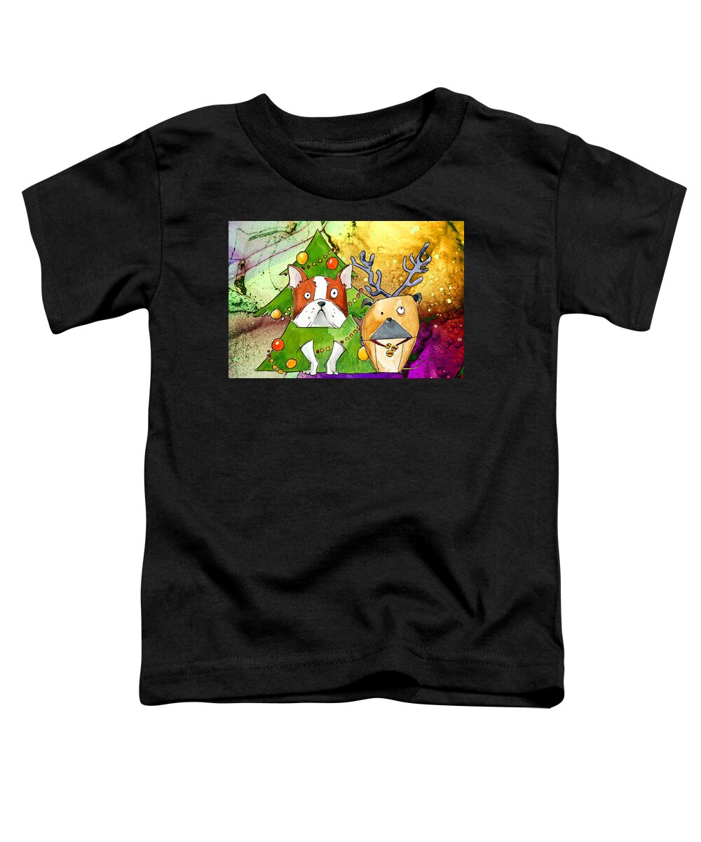 Dog Toddler T-Shirt featuring the painting Dogs In Disguise by Miki De Goodaboom