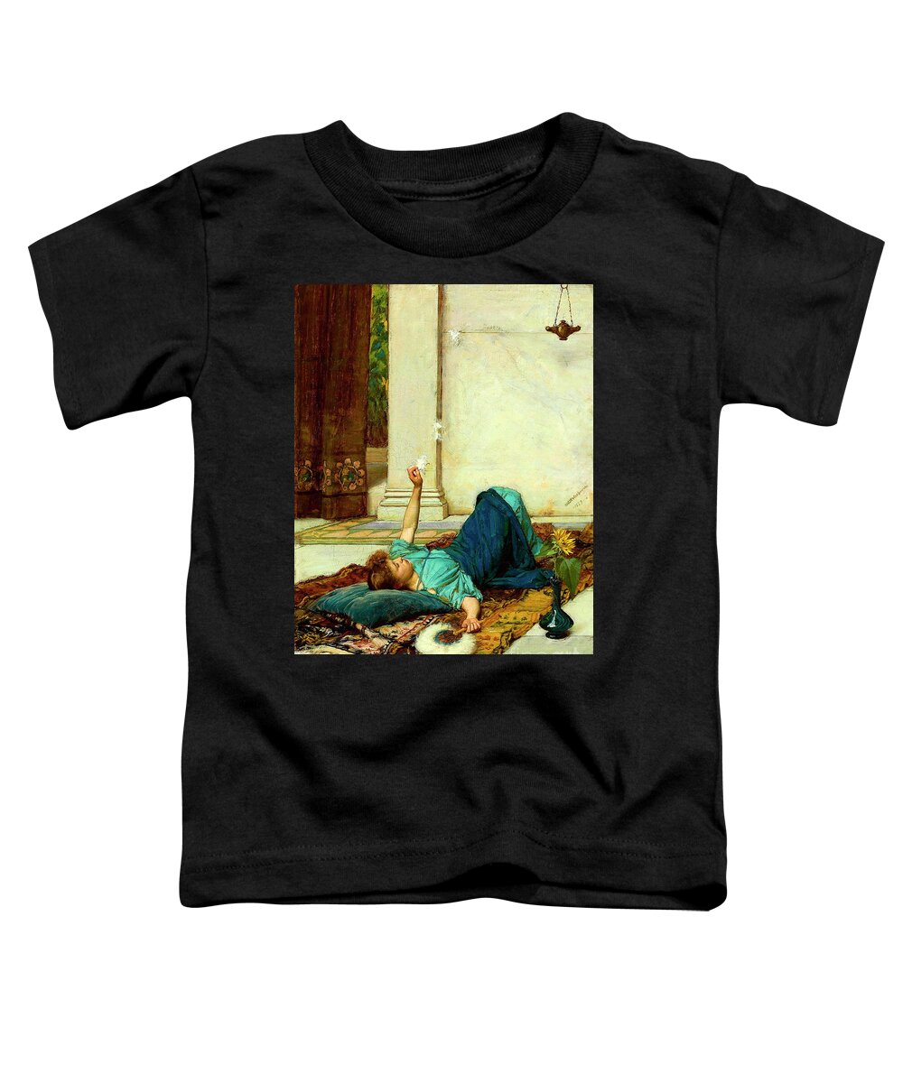 Dolce Far Niente Toddler T-Shirt featuring the painting Dolce Far Niente by John William Waterhouse