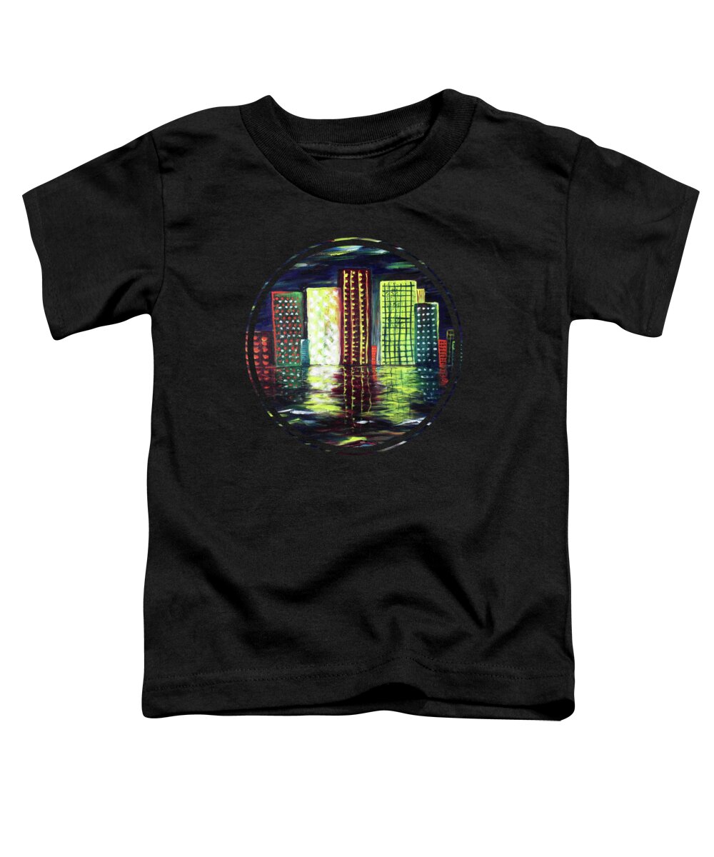 Skyline Toddler T-Shirt featuring the painting Dream City by Anastasiya Malakhova