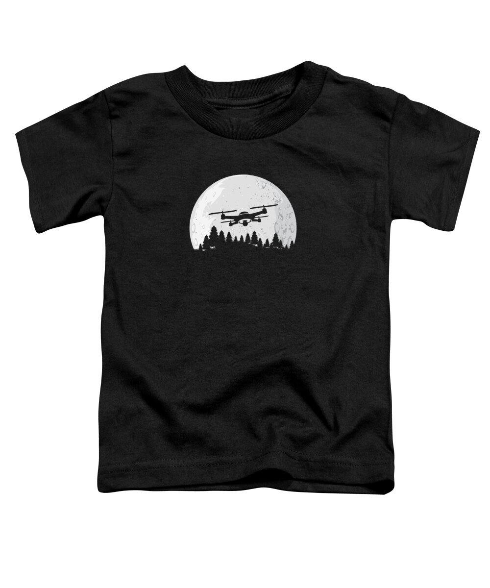 Drone Pilot Toddler T-Shirt featuring the digital art Drone Pilot UAV Quadcopter Ground BasedController Drone Galaxy Moon Aircraft Gift by Thomas Larch