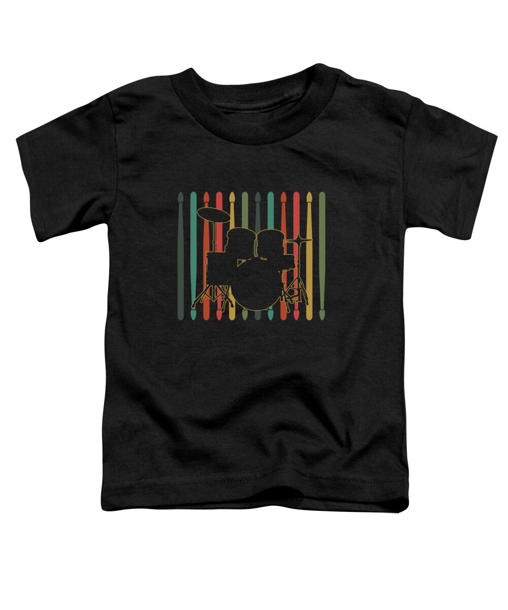 Music Lovers Musicians Drumstick Retro Vintage Bands Gift Toddler T-Shirt by Thomas Larch -