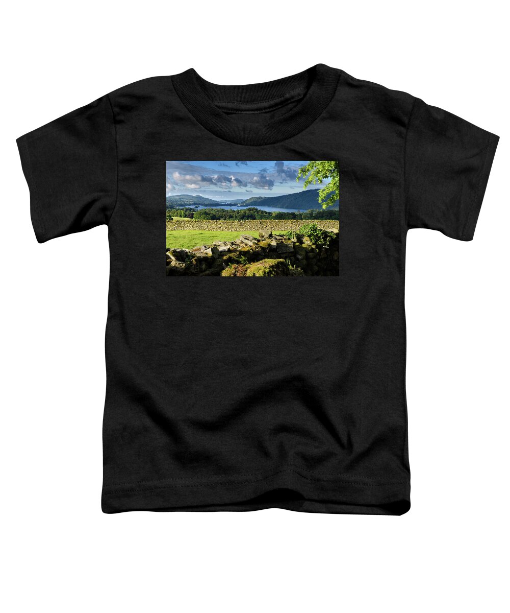 Drystone Toddler T-Shirt featuring the photograph Drystone fences in morning light near Troutbeck overlooking Wind by Reimar Gaertner