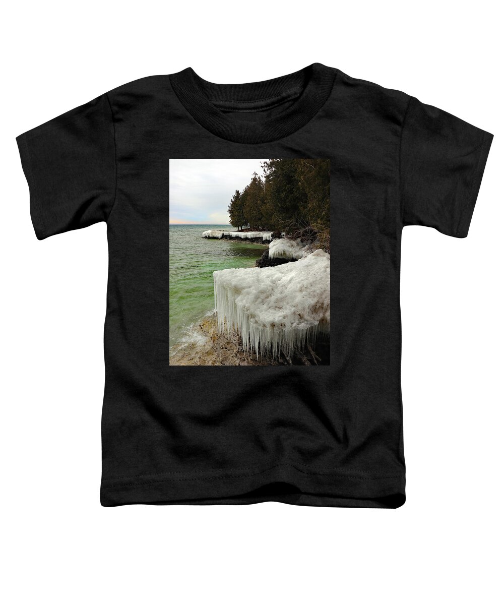 Fall Toddler T-Shirt featuring the photograph Early Shoreline Ice by David T Wilkinson