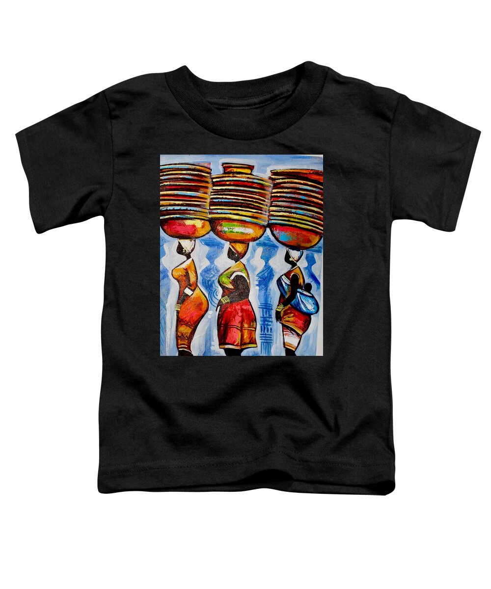 Africa Toddler T-Shirt featuring the painting Easy by Appiah Ntiaw