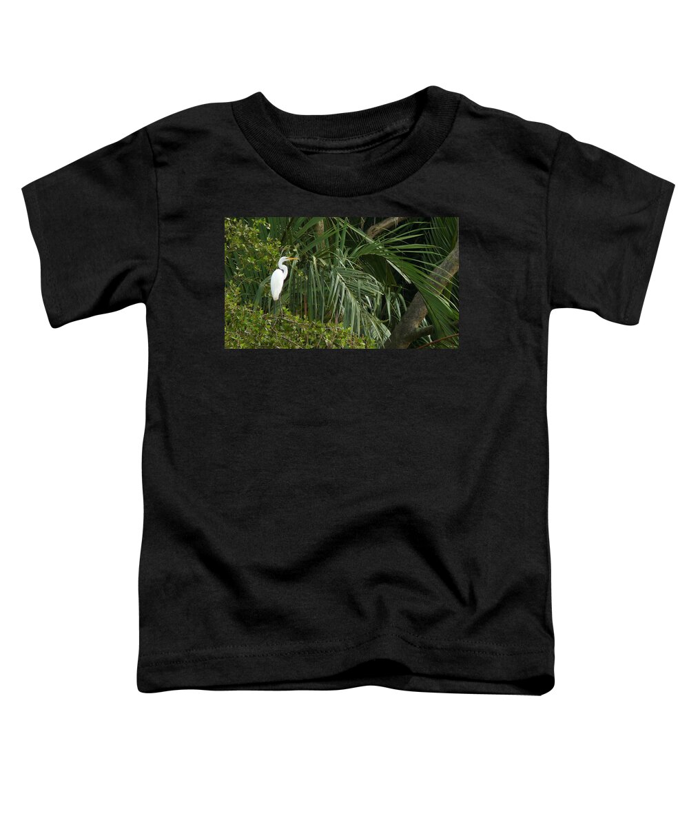 Egret Toddler T-Shirt featuring the photograph Egret in the jungle by Robert Bociaga