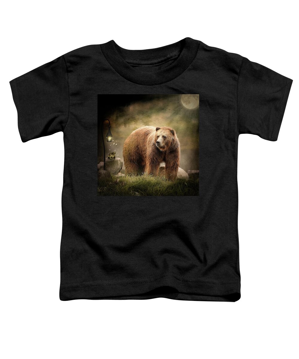 Grizzly Bear Toddler T-Shirt featuring the digital art Evening Stroll by Maggy Pease
