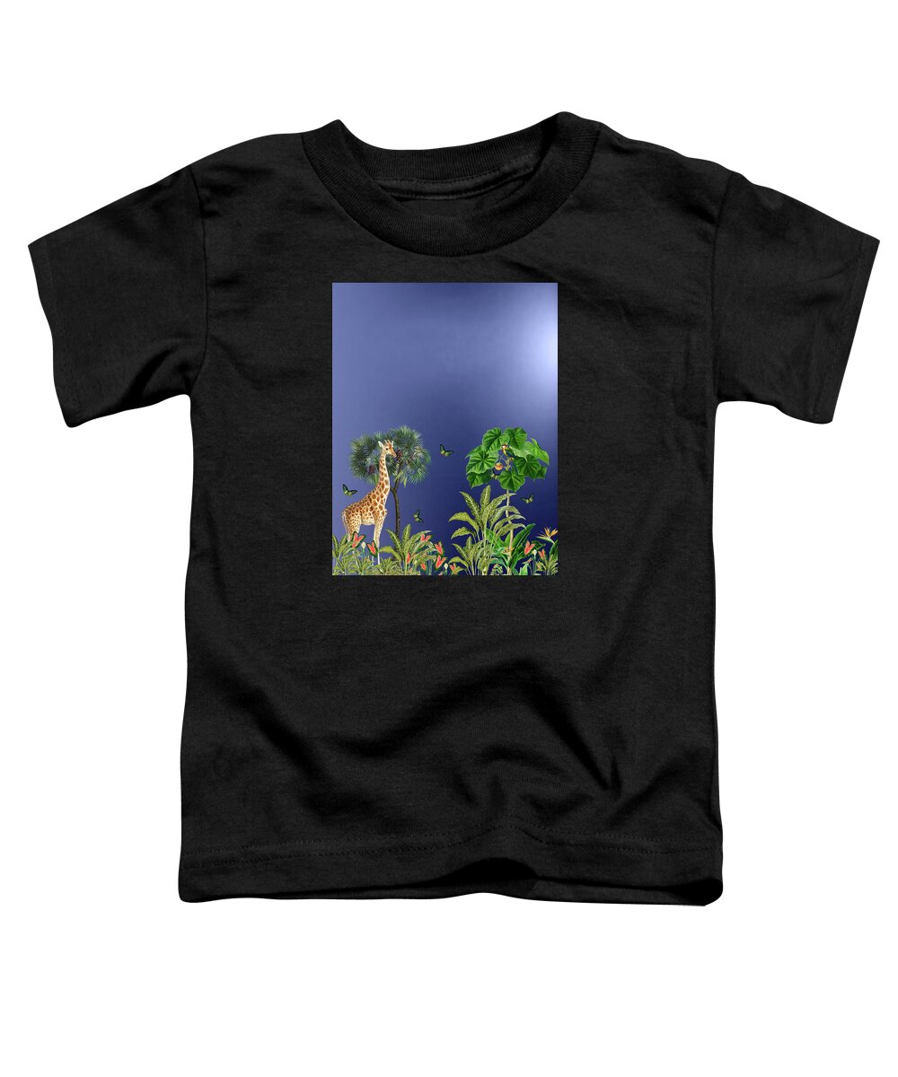Jungle Toddler T-Shirt featuring the digital art Exotic And Colorful Jungle Design 2 by Johanna Hurmerinta