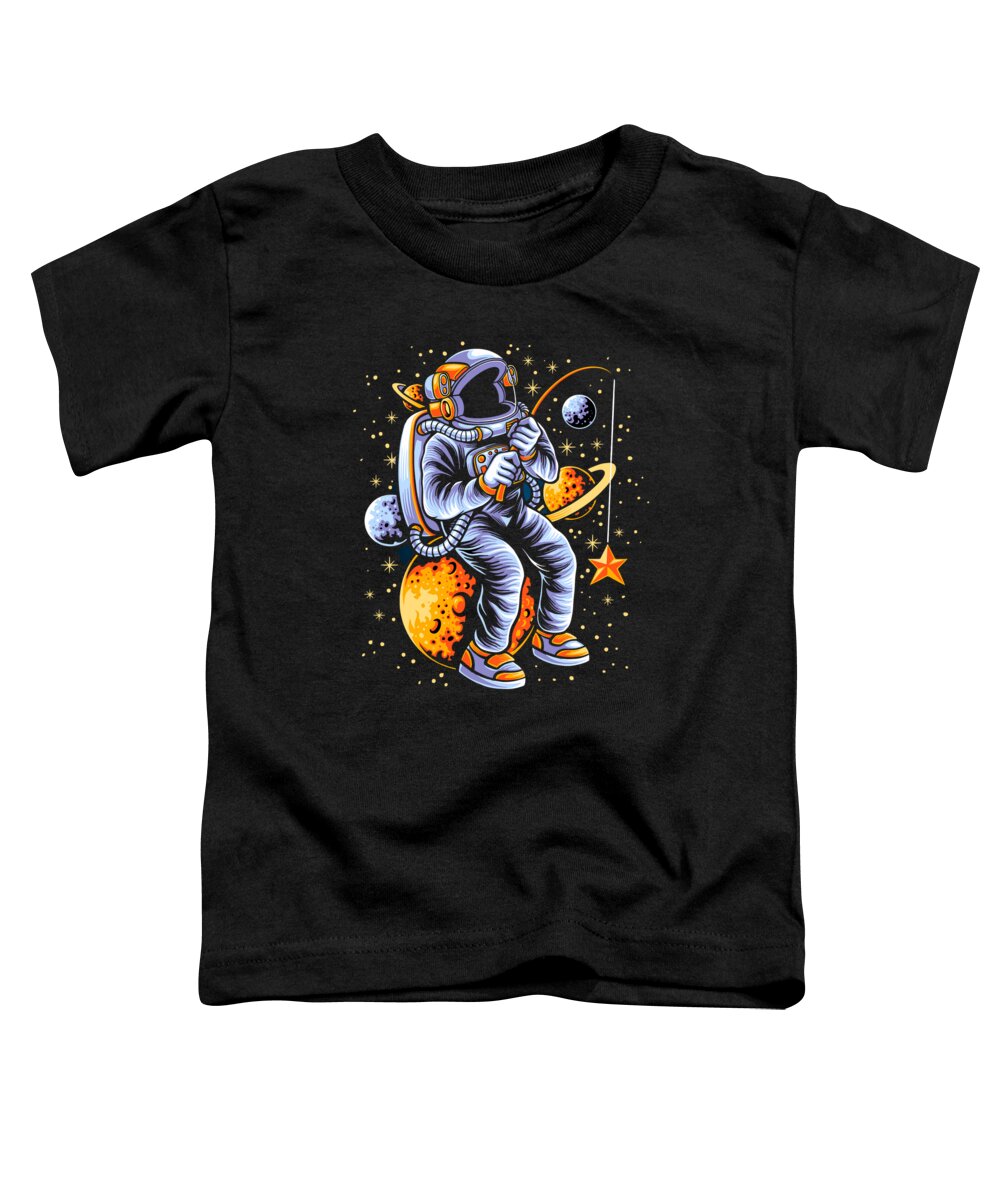 Apollo 11 Toddler T-Shirt featuring the painting Fishing Astronaut Fisherman Space Cosmic Spaceman by Tony Rubino