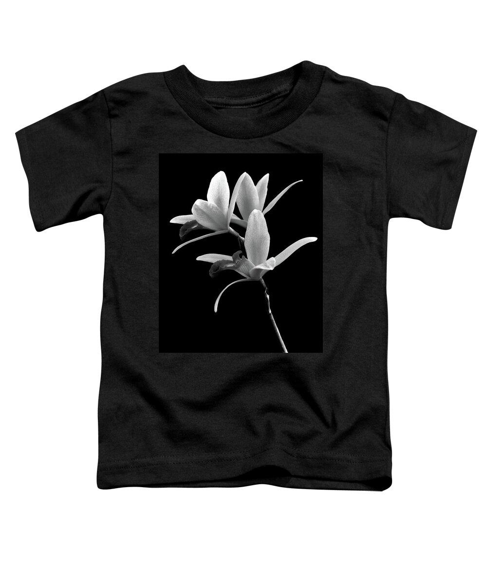Orchid Toddler T-Shirt featuring the photograph Flower - Orchid - The Exquisite Beauty of Laelia Orchids BW by Mike Savad