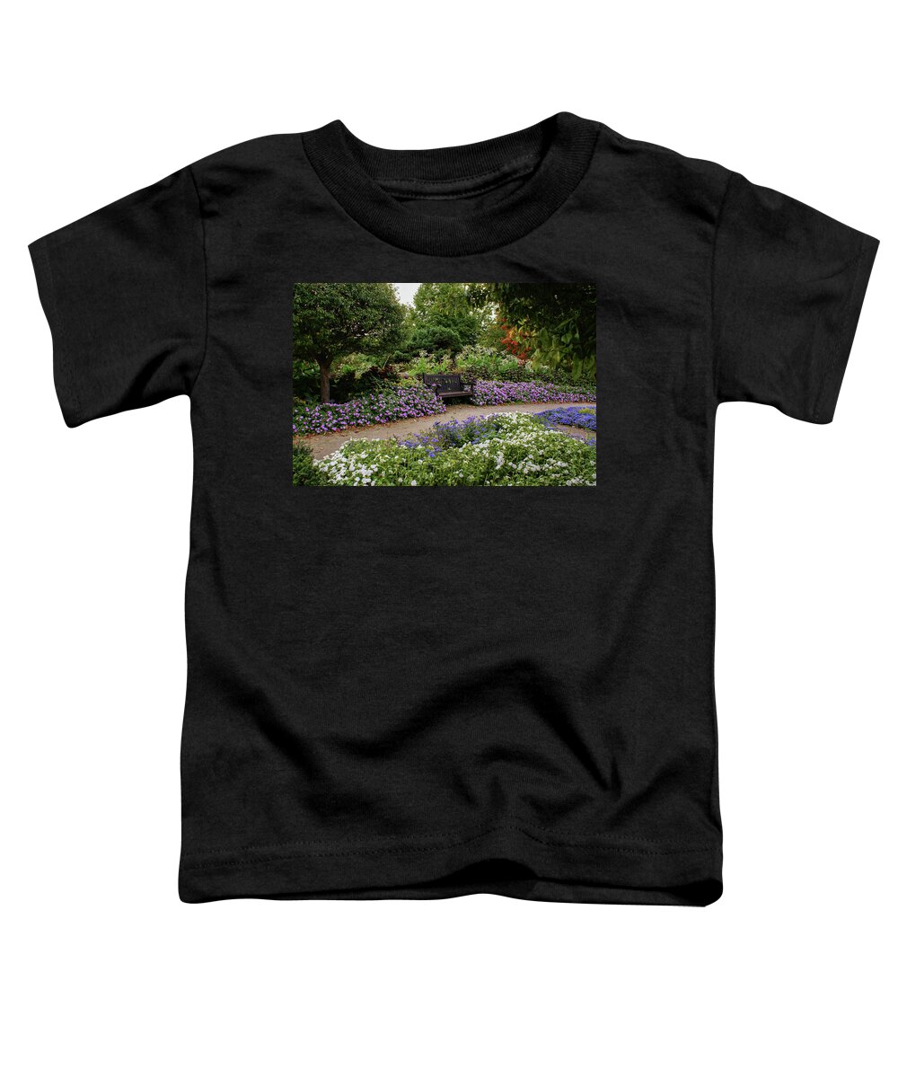 Boerner Botanical Gardens Toddler T-Shirt featuring the photograph Flower Seating by Deb Beausoleil