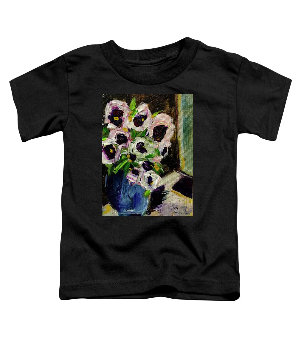White Flowers Toddler T-Shirt featuring the painting Flowers on the Doorstep by Roxy Rich