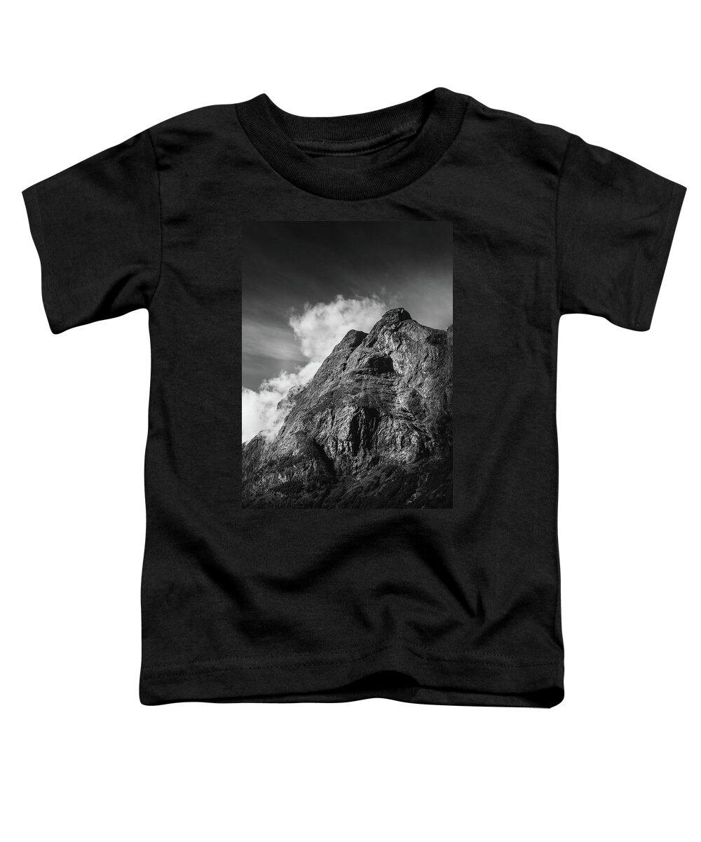 Black And White Toddler T-Shirt featuring the photograph Foggy Mountains in Black and White by Nicklas Gustafsson