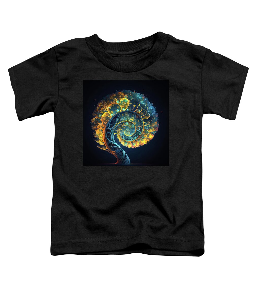 Tree Toddler T-Shirt featuring the digital art Fractal Tree 59 Spirals by Matthias Hauser