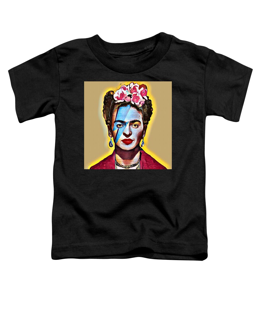 Frida Kahlo De Rivera Toddler T-Shirt featuring the painting Frida Kahlo Andy Warhol David Bowie 3 by Tony Rubino