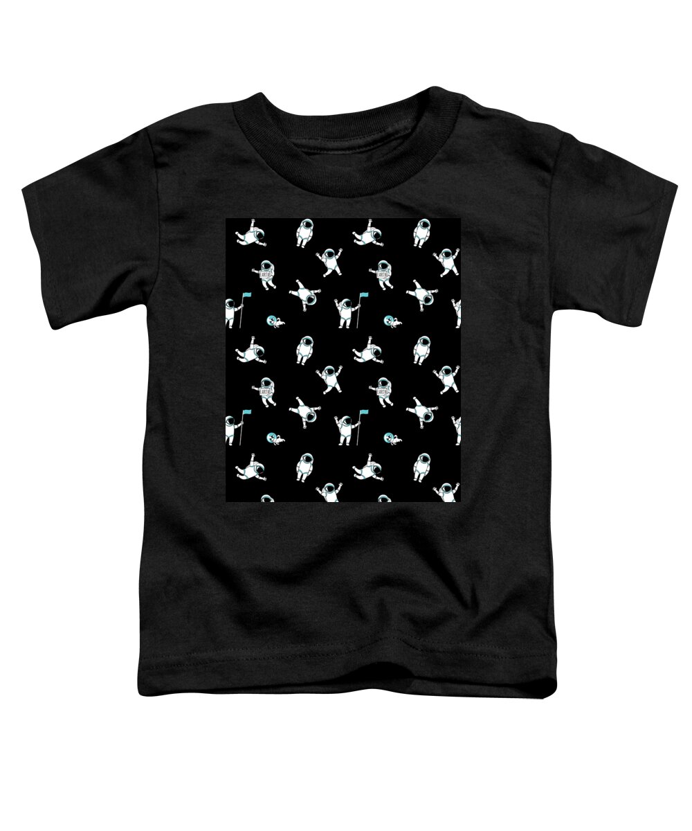 Spaceman Toddler T-Shirt featuring the digital art Galaxy Space Pattern Astronaut Planets Rockets by Mister Tee