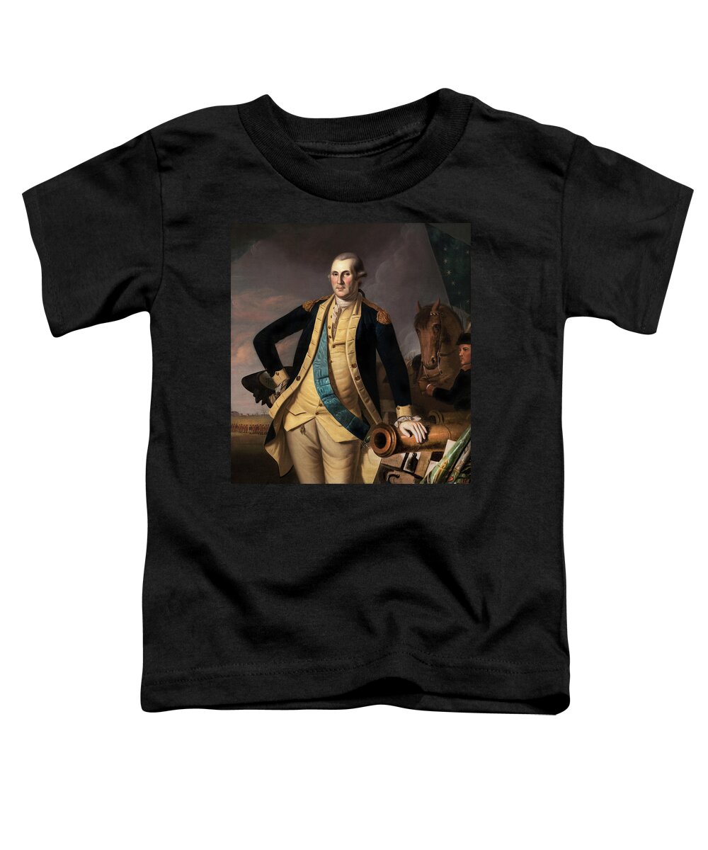 George Washington Toddler T-Shirt featuring the photograph George Washington at the Battle of Princeton by Charles Willson Peale by Carlos Diaz
