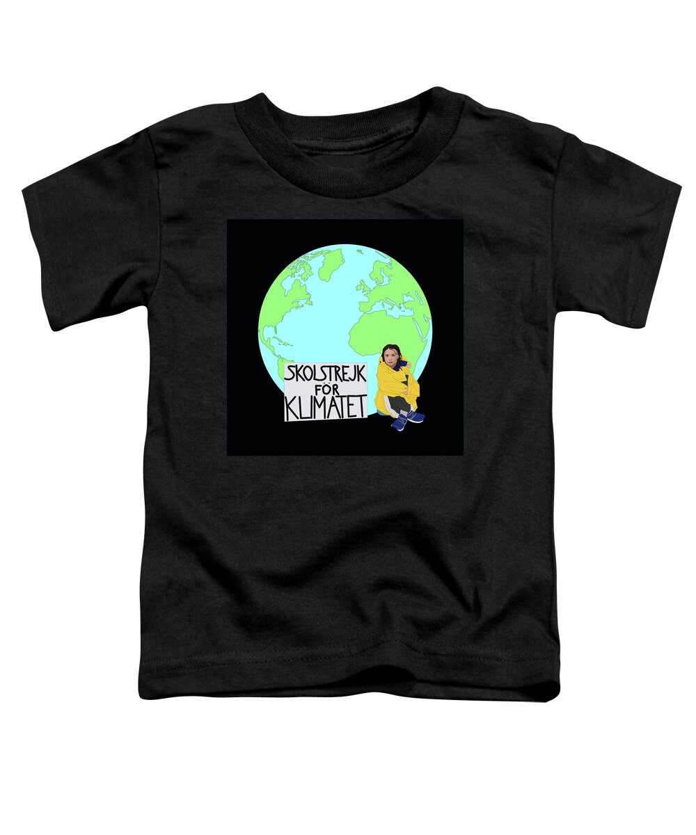 Greta Thunberg Toddler T-Shirt featuring the digital art Greta Thunberg Strikes for the Climate by Teresamarie Yawn