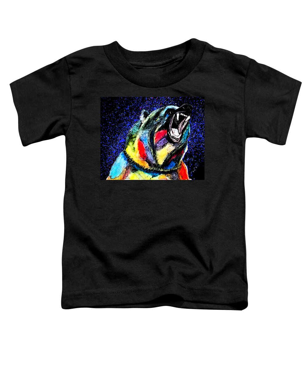 Digital Grizzly Toddler T-Shirt featuring the digital art Grizzly's Growl by Ronald Mills
