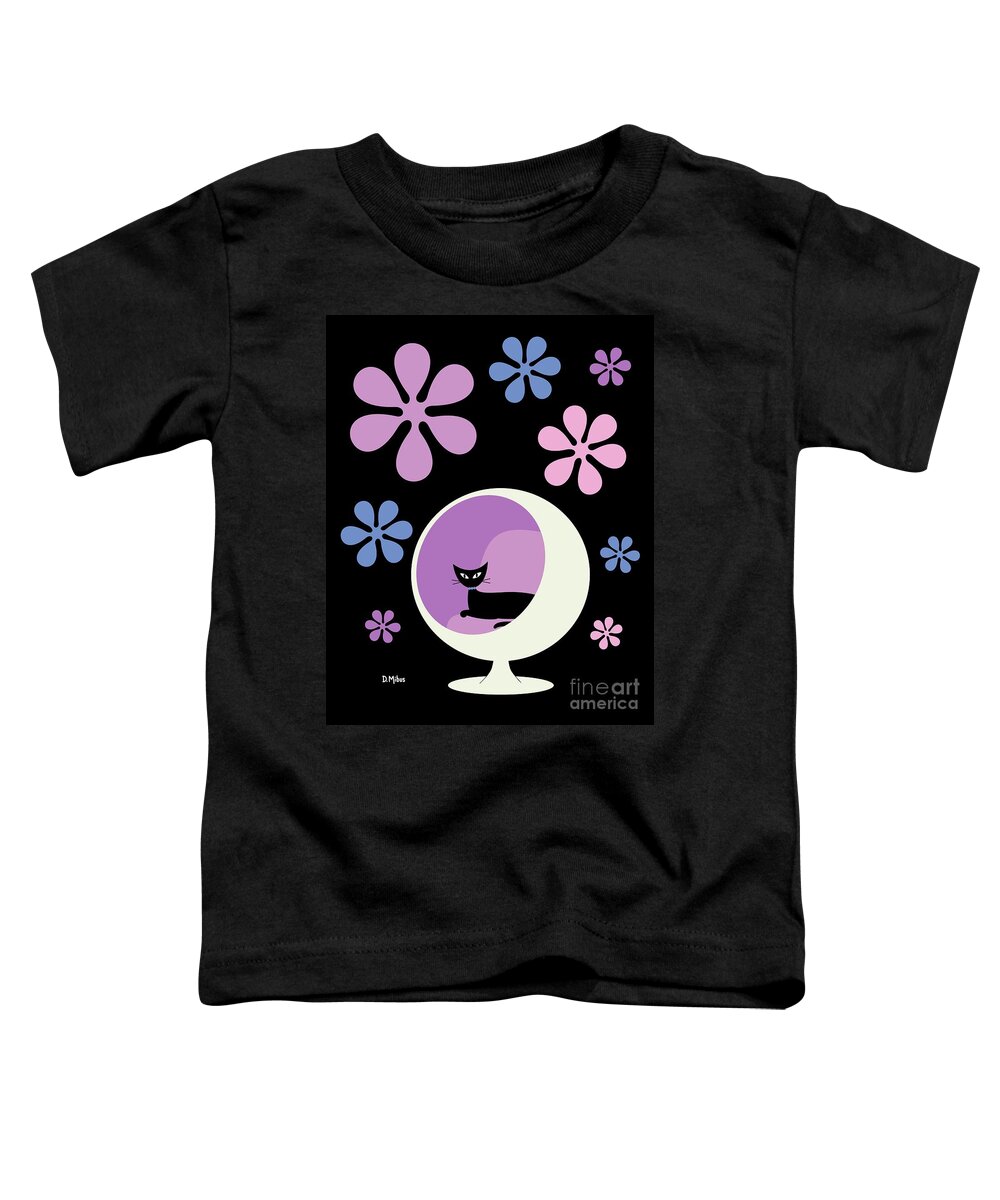 Retro Toddler T-Shirt featuring the digital art Groovy Flowers Ball Chair 2 by Donna Mibus