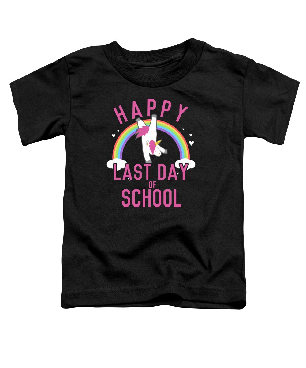 Funny Toddler T-Shirt featuring the digital art Happy Last Day of School Unicorn Dancing by Flippin Sweet Gear
