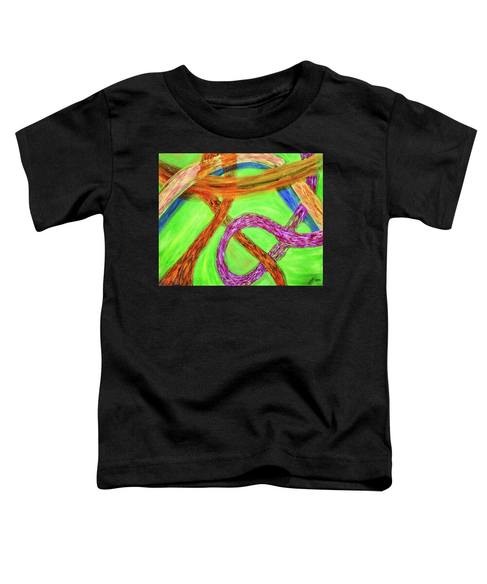 Art Toddler T-Shirt featuring the painting Bright Tangle by Jay Heifetz