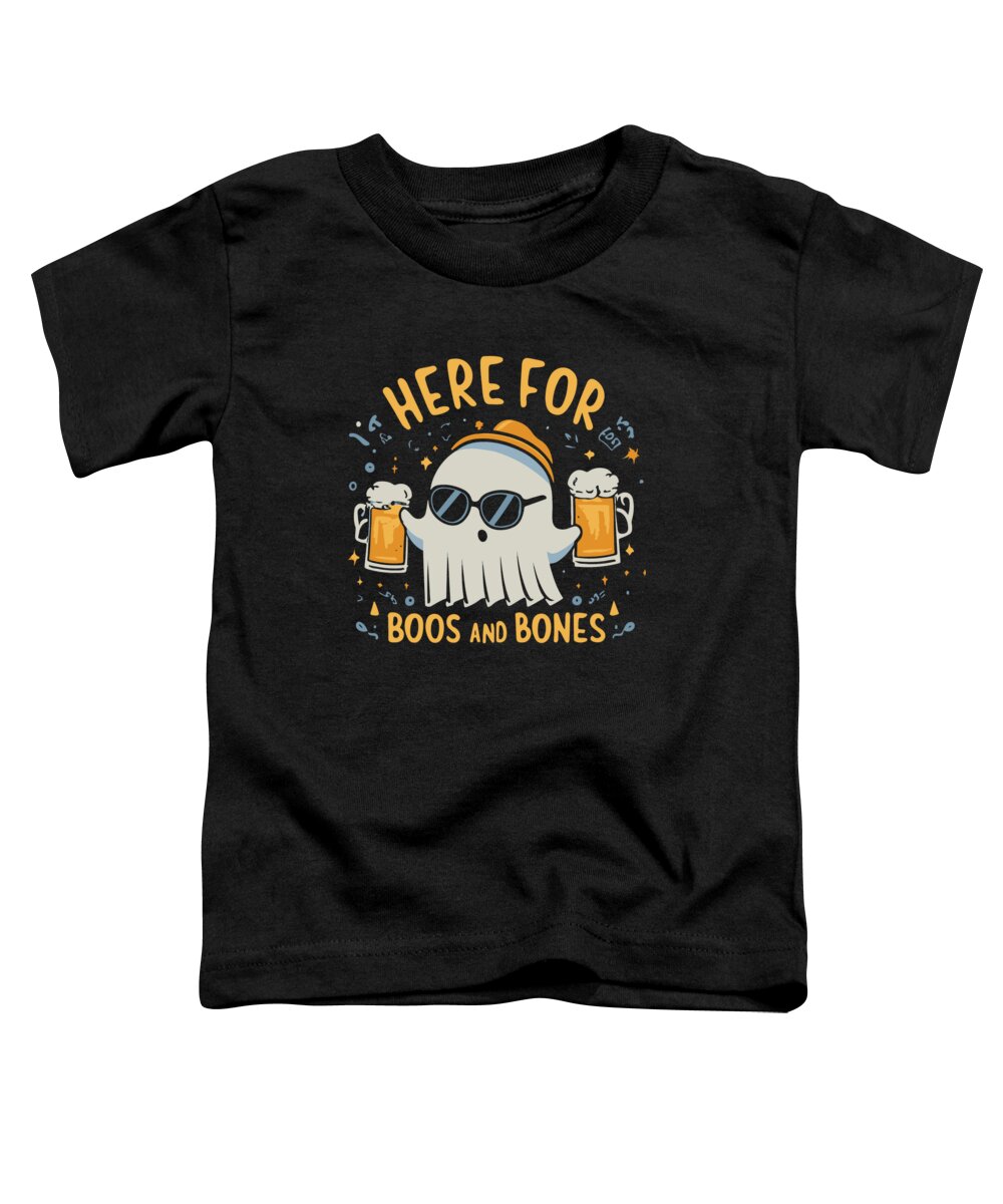 Halloween Toddler T-Shirt featuring the digital art Here For Boos and Bones Halloween by Flippin Sweet Gear