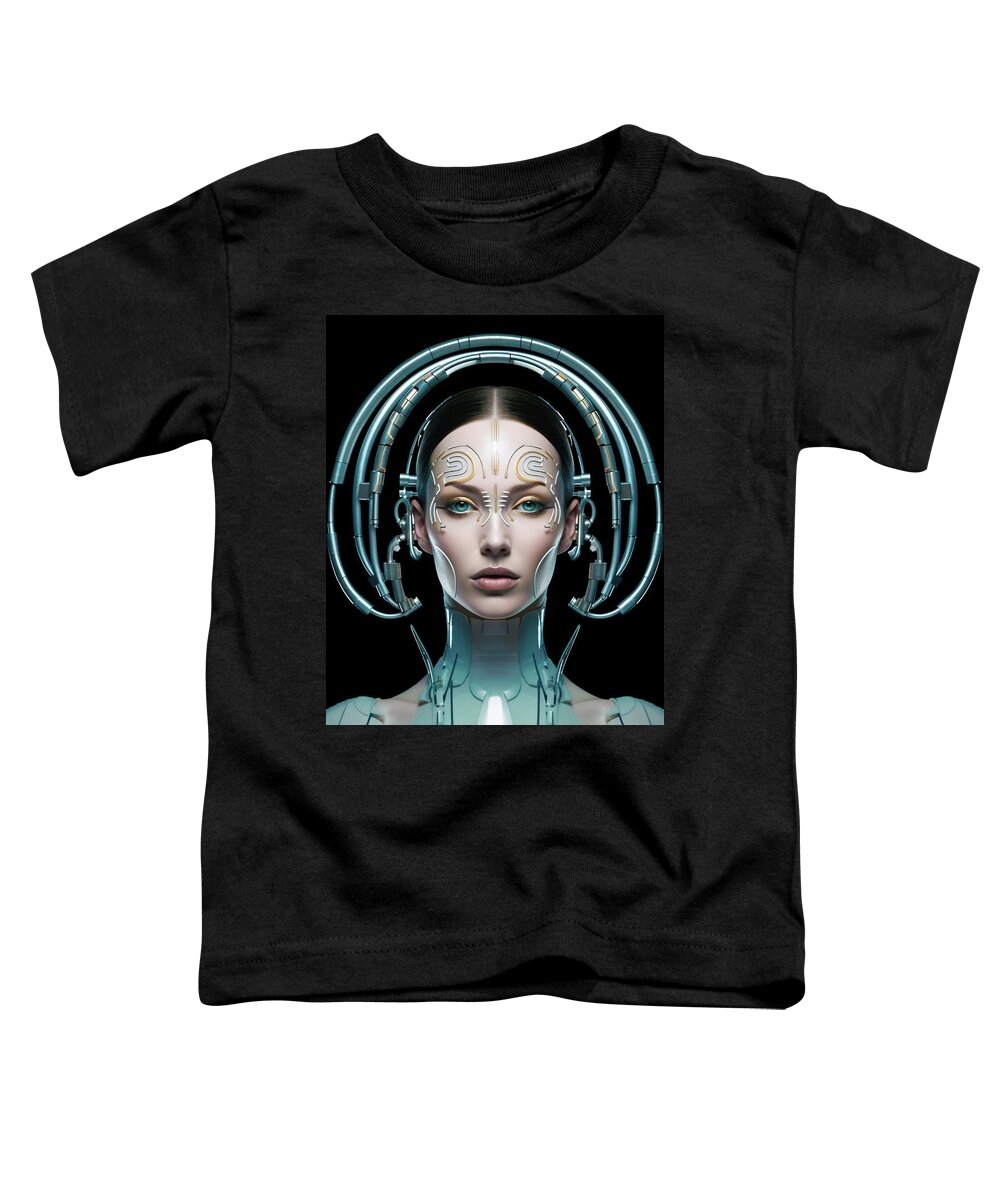 Woman Toddler T-Shirt featuring the digital art High Fashion Model 05 Cyborg Woman by Matthias Hauser