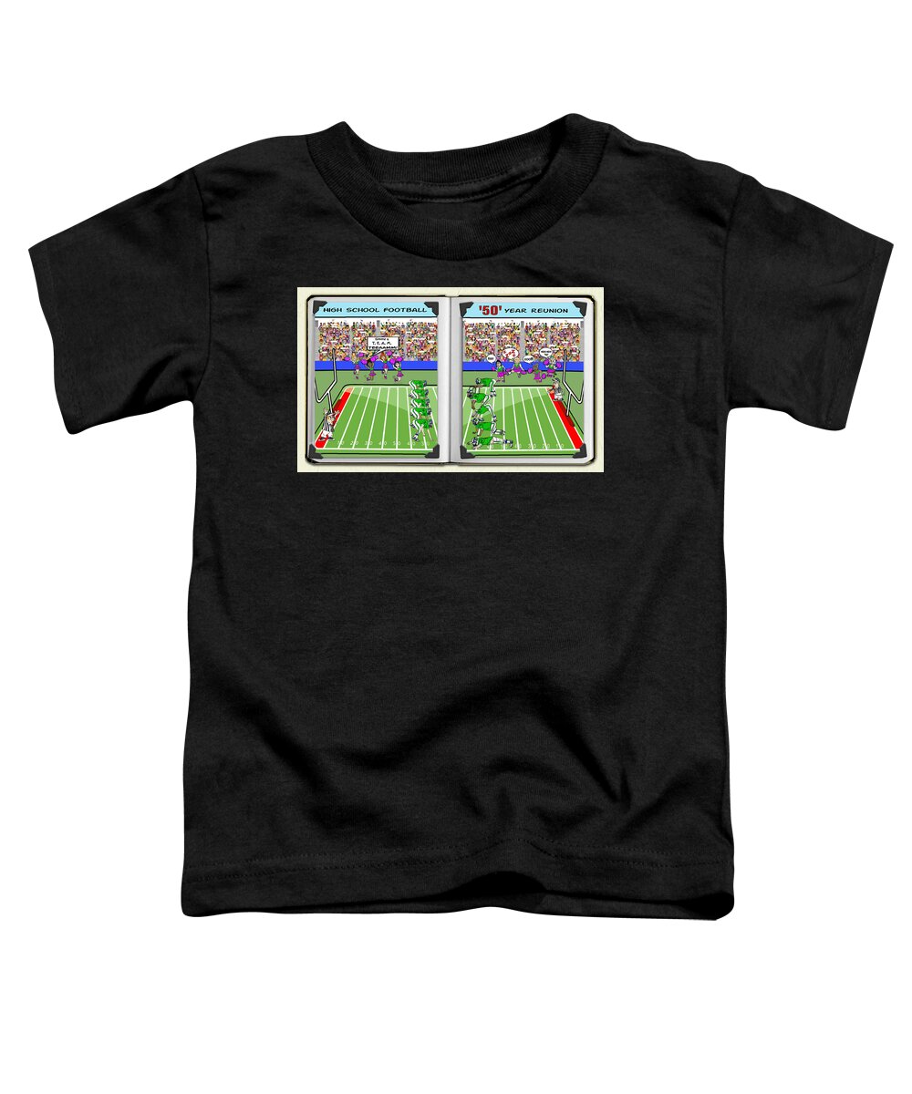 Whimsical Toddler T-Shirt featuring the mixed media High School Football 50-Year Reunion - Whimsical by Kelly Mills